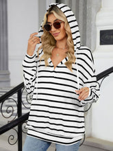 Load image into Gallery viewer, Drawstring Striped Long Sleeve Hoodie