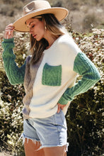 Load image into Gallery viewer, Color Block Round Neck Long Sleeve Sweater