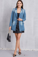 Load image into Gallery viewer, Lapel Collar Washed Denim Top