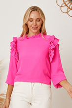 Load image into Gallery viewer, Frill Ruffled Three-Quarter Sleeve Blouse