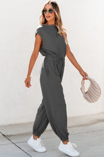 Load image into Gallery viewer, Cutout Drawstring Cap Sleeve Jumpsuit