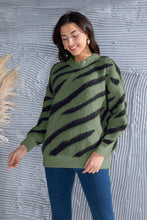 Load image into Gallery viewer, Animal Element Round Neck Dropped Shoulder Sweater