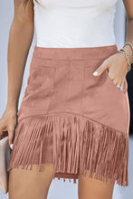 Load image into Gallery viewer, Fringe Detail Zip-Back Skirt with Pockets