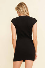 Load image into Gallery viewer, CSW14404 - FRONT SLIT RIBBED MINI DRESS: Black / S