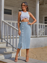 Load image into Gallery viewer, Button Down Denim Skirt