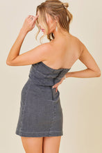 Load image into Gallery viewer, Stitchwork Strapless Slim Denim Dress: BLUE / L