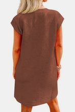 Load image into Gallery viewer, Textured Round Neck Cap Sleeve Dress