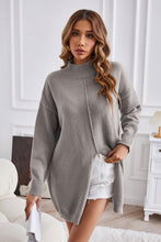 Load image into Gallery viewer, Exposed Seam Mock Neck Slit Sweater