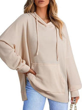 Load image into Gallery viewer, Drawstring Slit Long Sleeve Hoodie