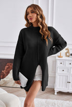 Load image into Gallery viewer, Exposed Seam Mock Neck Slit Sweater