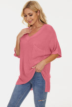 Load image into Gallery viewer, Pocketed V-Neck Half Sleeve Knit Top