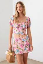 Load image into Gallery viewer, Le Lis Floral Puff Sleeve Crop Top and Mini Skirt Set