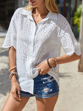 Load image into Gallery viewer, Eyelet Button Up Half Sleeve Shirt