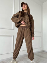 Load image into Gallery viewer, Half Zip Drawstring Hoodie and Pants Set