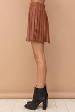Load image into Gallery viewer, PU PLEATED MINI SKIRT (ST# FRSK1382W): BROWN