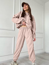 Load image into Gallery viewer, Half Zip Drawstring Hoodie and Pants Set