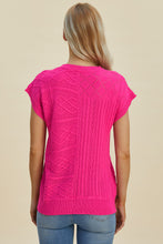 Load image into Gallery viewer, Double Take Full Size Cable-Knit Round Neck Cap Sleeve Sweater