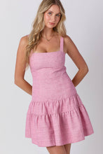 Load image into Gallery viewer, Tweed Tiered Sleeveless Mini Dress: PINK / S