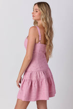 Load image into Gallery viewer, Tweed Tiered Sleeveless Mini Dress: PINK / S