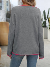 Load image into Gallery viewer, Mandy Contrast Trim Round Neck Long Sleeve Sweater