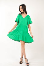 Load image into Gallery viewer, VERY J Texture V-Neck Ruffled Tiered Dress