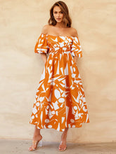 Load image into Gallery viewer, Printed Off-Shoulder Balloon Sleeve Dress