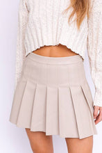 Load image into Gallery viewer, Faux Leather Tennis Skirt: Taupe / XS