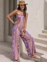 Load image into Gallery viewer, Tied Printed Tube Wide Leg Jumpsuit