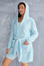 Load image into Gallery viewer, Fuzzy Tied Pocketed Hooded Lounge Nightgown