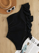 Load image into Gallery viewer, Ruffled Single Shoulder One-Piece Swimwear