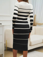 Load image into Gallery viewer, Devine Color Block Round Neck Long Sleeve Midi Dress