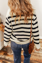 Load image into Gallery viewer, Striped Collared Neck Long Sleeve Sweater