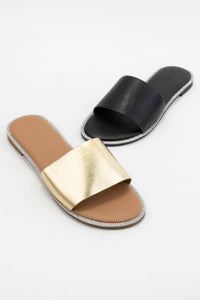 TAKA JEWELED EDGE SLIDE: CLEAR / 10