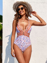 Load image into Gallery viewer, Printed Plunge One-Piece Swimwear and Cover-Up Set