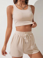 Load image into Gallery viewer, Scoop Neck Wide Strap Top and Drawstring Shorts Set