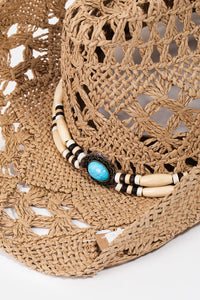 Fame Cutout Strap Weave Straw Hat