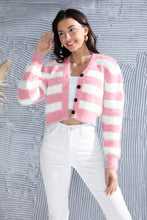 Load image into Gallery viewer, Striped Button Up Cropped Cardigan