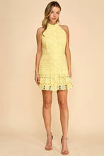 Load image into Gallery viewer, Floral high neck mini dress with ruffled bottom