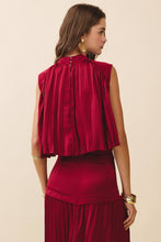 Load image into Gallery viewer, Mock Neck Pleated Overlay Sleeveless Crop Top and Skirt