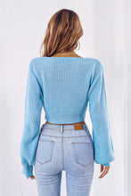 Load image into Gallery viewer, Bow V-Neck Long Sleeve Cropped Sweater