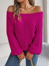 Load image into Gallery viewer, Openwork Off-Shoulder Long Sleeve Sweater