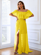 Load image into Gallery viewer, Off-Shoulder Layered Split Maxi Dress