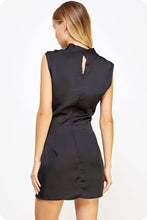 Load image into Gallery viewer, Draped Neckline Sleeveless Satin Dress: Lilac Pink / S