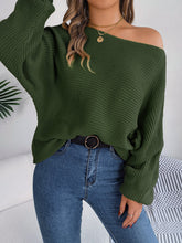 Load image into Gallery viewer, One-Shoulder Lantern Sleeve Sweater