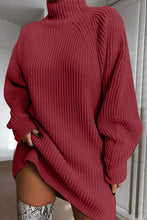 Load image into Gallery viewer, Mock Neck Dropped Shoulder Sweater Dress