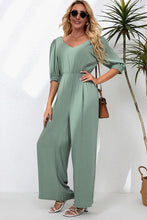 Load image into Gallery viewer, V-Neck Half Sleeve Jumpsuit