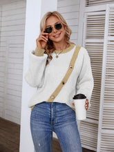 Load image into Gallery viewer, Decorative Button Round Neck Sweater