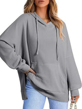 Load image into Gallery viewer, Drawstring Slit Long Sleeve Hoodie