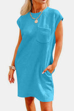 Load image into Gallery viewer, Textured Round Neck Cap Sleeve Dress