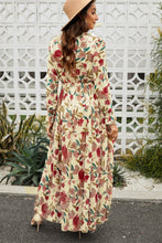 Load image into Gallery viewer, Floral Frill Trim Flounce Sleeve Plunge Maxi Dress